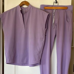 Figs Lavender Straight-Leg Scrub Top & Pants Set